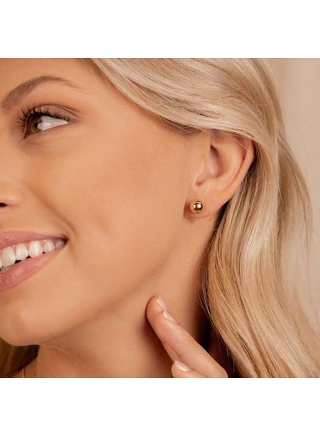 Ucanbe Minimalist Titanium Steel Gold Ball Stud Earrings for Women 3mm/4mm/5mm/6mm Small Elegant Studs (Pair) - Image 2
